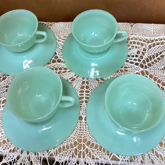 Fire King Jadeite Tea Cup & Saucer (set of 4) - Picture 7 of 7